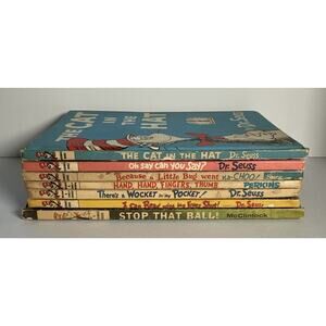 Lot of 7 Vintage 1958-1970 Dr. Seuss Book Club Edition Books